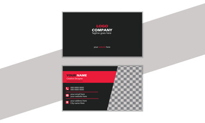 Black Colour Business Card Template Vector 