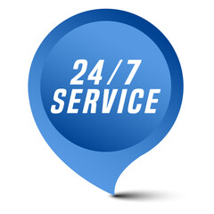Colorful vector flat design banner 24/7 service. This sign is well adapted for web design.