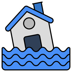 Flood icon in flat design isolated on white background 