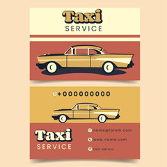 Vintage car business card template. Retro style vector illustration.