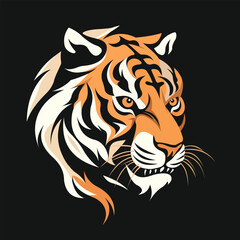 tiger mascot head vector illustration logo. Tiger logo on a black background.