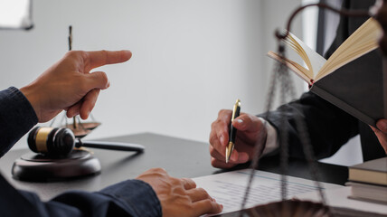 judge and justice lawyer Businessman in suit or lawyer working on documents Law, advice and justice.