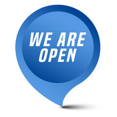 Colorful vector flat design banner we are open. This sign is well adapted for web design.