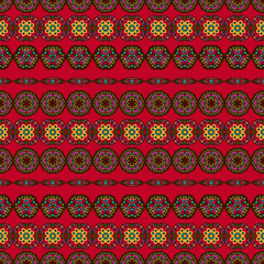 Embroidery colorful simplified ethnic  pattern . Vector  traditional folk elements   for design. boho chic, strips ornament 