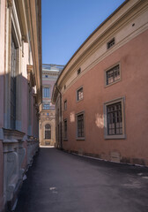 Alley in the royal castle, a sunny spring day in Stockholm