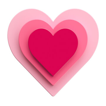 Hearts pink realistic in 3d render