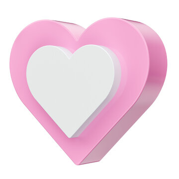 Hearts pink realistic in 3d render