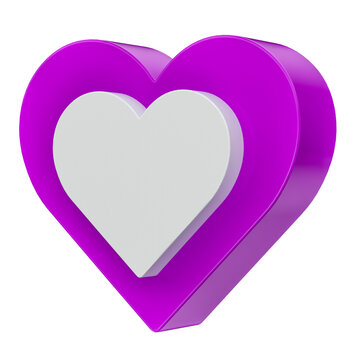 Hearts purple realistic in 3d render
