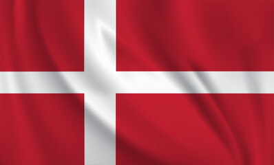 Fototapeta premium Denmark flag waving in the wind. 3D rendering vector illustration EPS10. 