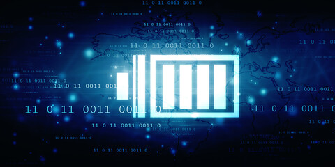 2d rendering Electrical energy and power supply source concept, accumulator battery with charging level indicator
   