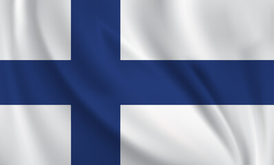 Naklejka premium Finland flag waving in the wind. 3D rendering vector illustration EPS10. 