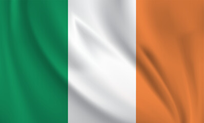 Ireland flag waving in the wind. 3D rendering vector illustration EPS10.	
