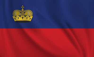 Liechtenstein flag waving in the wind. 3D rendering vector illustration EPS10.	
