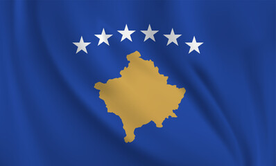 Kosovo flag waving in the wind. 3D rendering vector illustration EPS10.	
