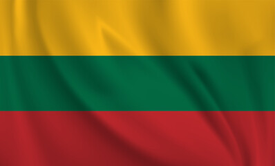 Lithuania flag waving in the wind. 3D rendering vector illustration EPS10.	
