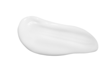 A drop of liquid smeared white cream with no background. PNG