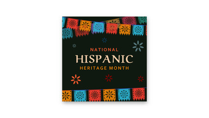 Hispanic heritage month. Abstract flag ornament social media design, colorful style with text, geometry