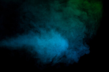 Blue and green steam on a black background.