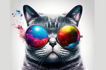 cool cat with sunglasses made with generative ai