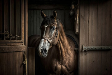 horse in stable made with generative ai