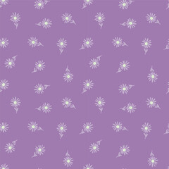 Decorative simple chamomile flower seamless pattern. Simple floral endless background.