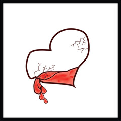 vector drawings of handmade broken hearts shape on a white isolated background, Romantic