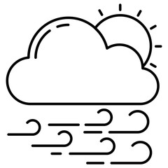 Editable design icon of windy cloud 
