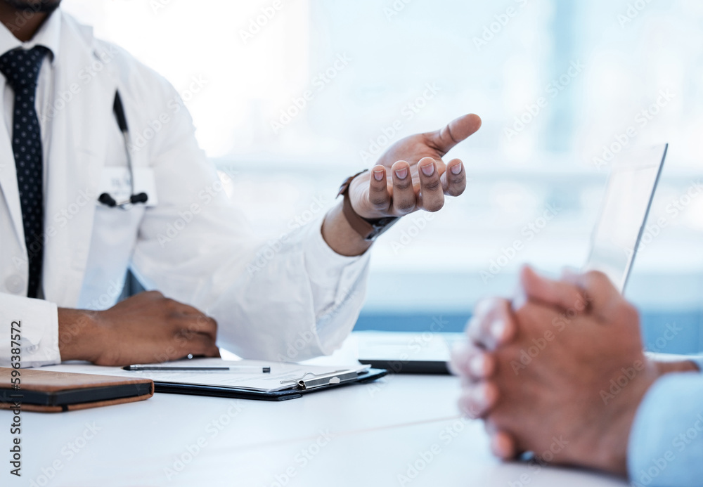 Poster we have some feedback on your condition. shot of a doctor having a consultation with a patient.