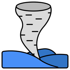 A flat design icon of hurricane 