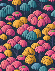 seamless patterns of flowers and trees Generative AI