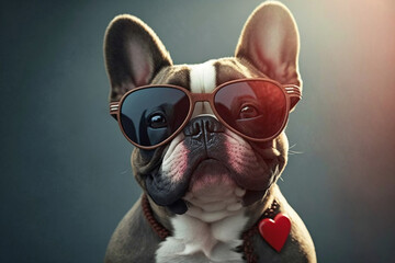 French Bulldog dog wearing sunglasses Generative AI