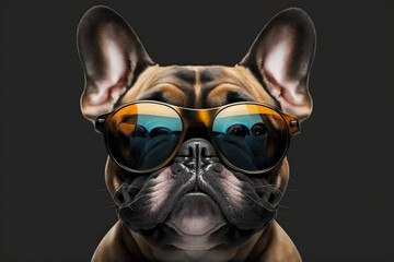 French Bulldog dog wearing sunglasses Generative AI