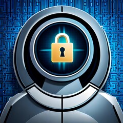 Cyber security and online data protection on internet,  secure access system interface with lock icon.