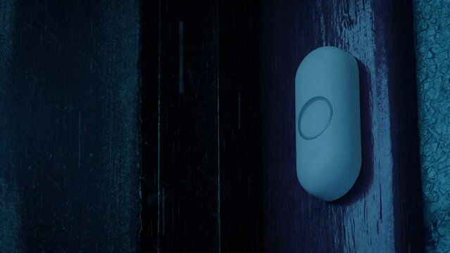 Person Rings Doorbell On Rainy Evening 2 Shots