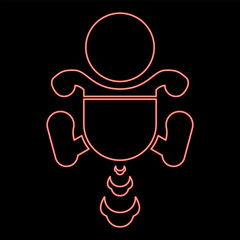 Neon child infant baby kid farts break wind farting bloating gas cloud stench bad smell flatulency red color vector illustration image flat style