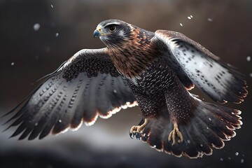 A mighty falcon in flight. AI generated.