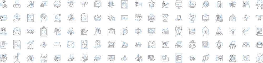 Creativity line icons collection. Imagination, Innovation, Advancement, Inspiration, Ingenuity, Originality, Artistry vector and linear illustration. Vision,Inventiveness,Resourcefulness Generative AI