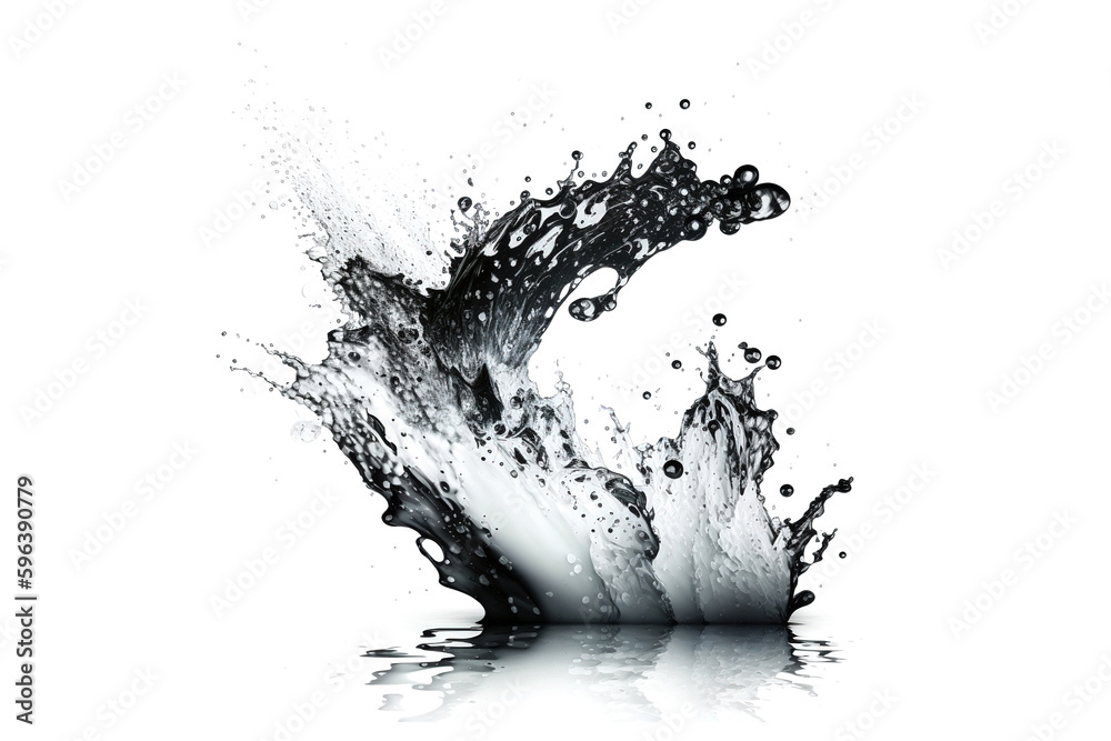 Poster water splashes on white background. generated by ai
