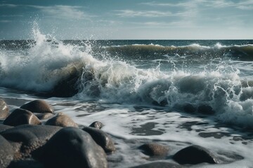 waves hitting the shore. Generative AI