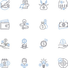 Savings line icons collection. Frugality, Economy, Couponing, Thrift, Discounting, Conservation, Bargaining vector and linear illustration. Inexpensive,Cautious,Foresight outline signs Generative AI