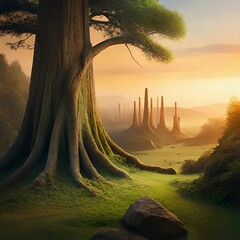 Moss forest created with Generative AI technology