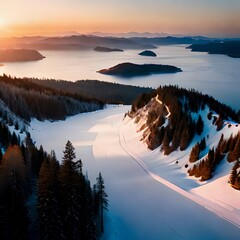 Snow evening view created with Generative AI technology