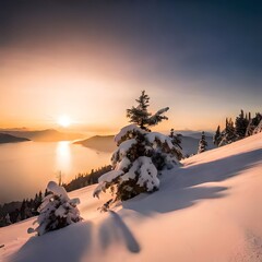 Snowy morning created with Generative AI technology