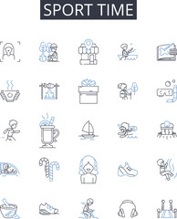 Sport time line icons collection. Pastime, Athleticism, Games, Recreation, Exercise, Leisure, Activity vector and linear illustration. Amusement,Pursuit,Playtime outline signs set Generative AI