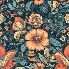 Foto op Canvas Beautiful elegant flower seamless pattern, created with generative AI © MiraCle72
