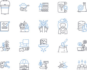 Legal profession line icons collection. Justice, Barrister, Advocate, Litigator, Attorney, Solicitor, Trial vector and linear illustration. Judge,Paralegal,Mediation outline signs set Generative AI - obrazy, fototapety, plakaty