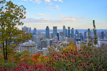 Cityscape views of down town Montréal during autumn