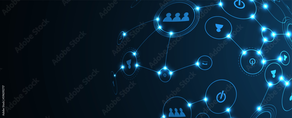 Poster Abstract Artificial intelligence. Cloud computing. Machine learning. Technology web background. Virtual concept