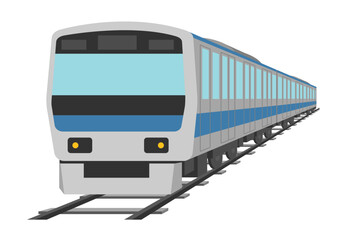 線路を走る電車のイラスト_1  © yugashi