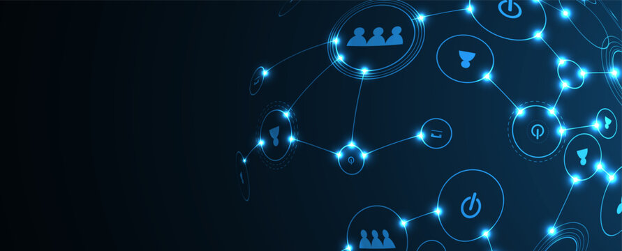 Abstract Artificial intelligence. Cloud computing. Machine learning. Technology web background. Virtual concept